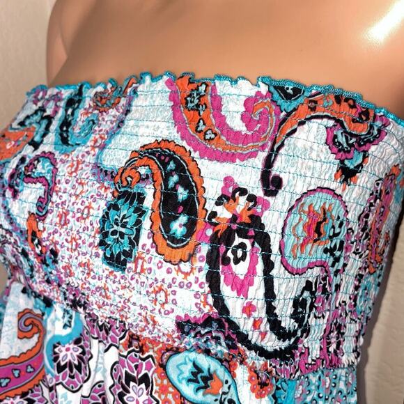 No Boundaries dress sleeveless smocked top large front pockets ruffle hem SZ LG - Picture 5 of 9